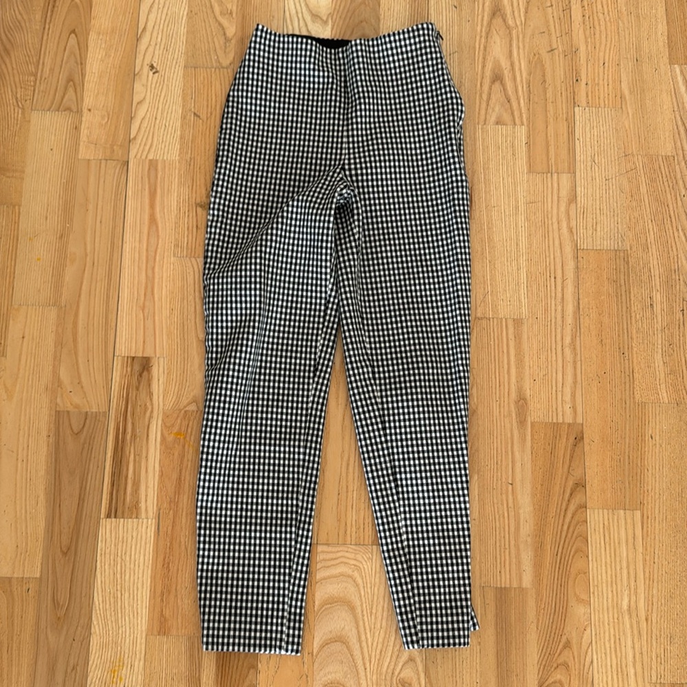 Theory gingham leggings xs 0 black and white